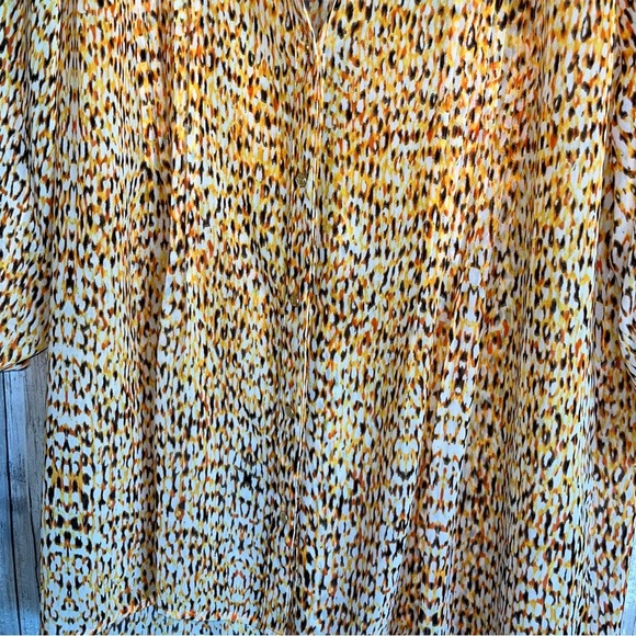 Chaus Orange Printed Sheer Button Up - Picture 2 of 5